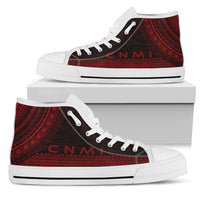 Northern Mariana Islands High Top Shoes - Polynesian Red Chief Version Unisex White - Polynesian Pride