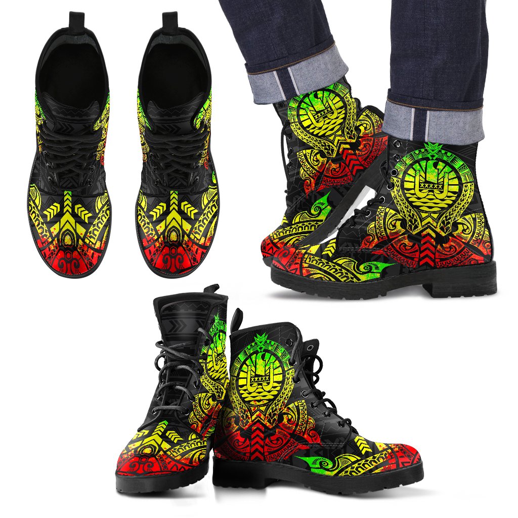 French Polynesia Leather Boots - Tribal Reggae Reggae - Polynesian Pride