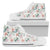 Hawaiian Shoes - Tropical Pattern With Orchids, Leaves And Gold Chains. High Top Shoes Womens High Top White - Polynesian Pride