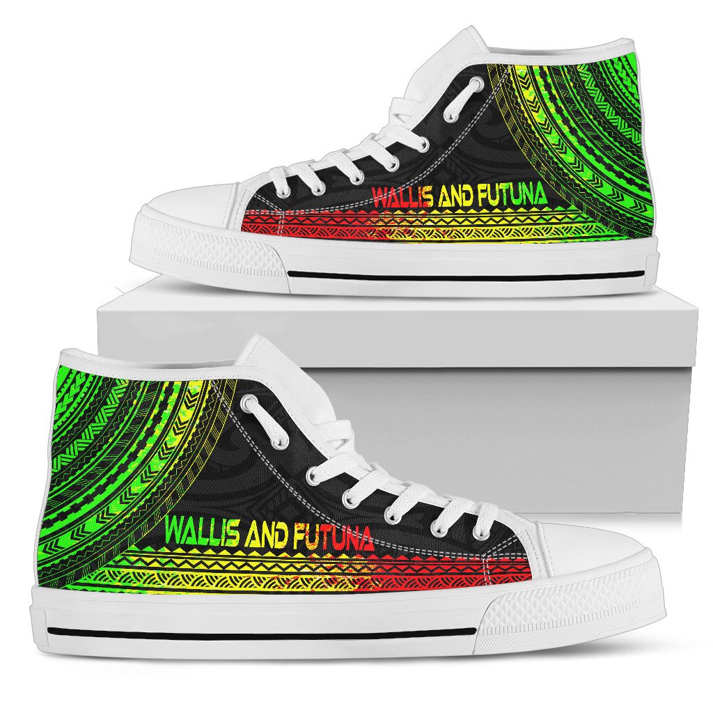 Wallis And Futuna High Top Shoes - Polynesian Reggae Chief Version Unisex Black - Polynesian Pride