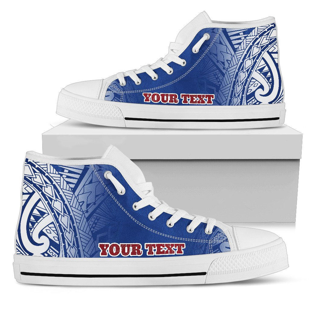 Samoa Custom Personalised High Top Shoes - Polynesian Fog Blue White - Polynesian Pride