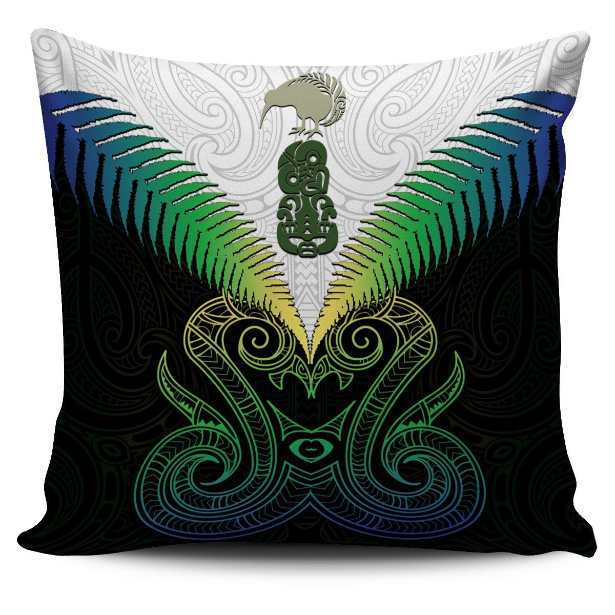 Maori Manaia New Zealand Pillow Cover Rasta Pillow Cover One Size Rasta - Polynesian Pride