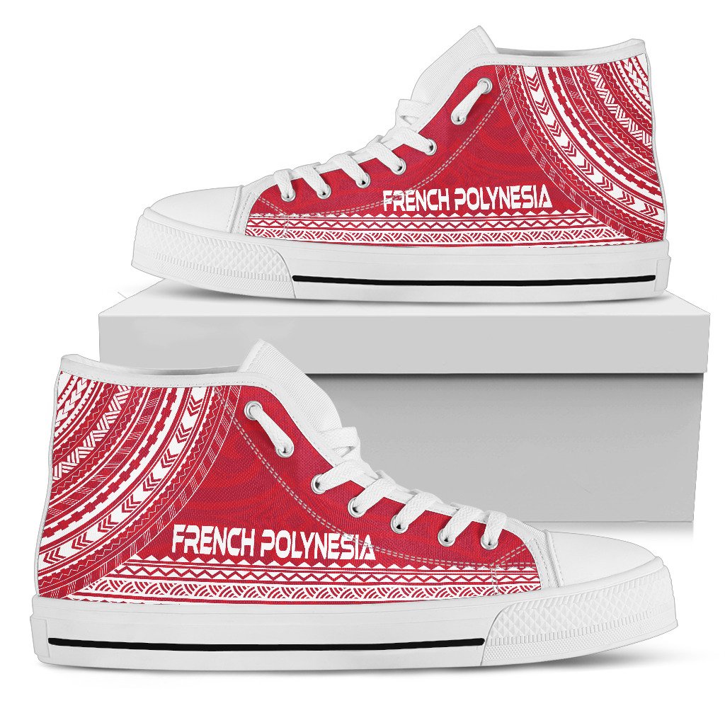 French Polynesia High Top Shoes - Polynesian Flag Chief Version Unisex Black - Polynesian Pride