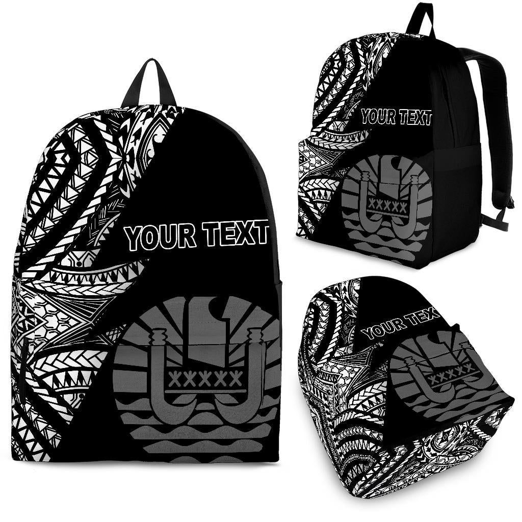 Tahiti Custom Personalised Backpack Flash Black Black - Polynesian Pride