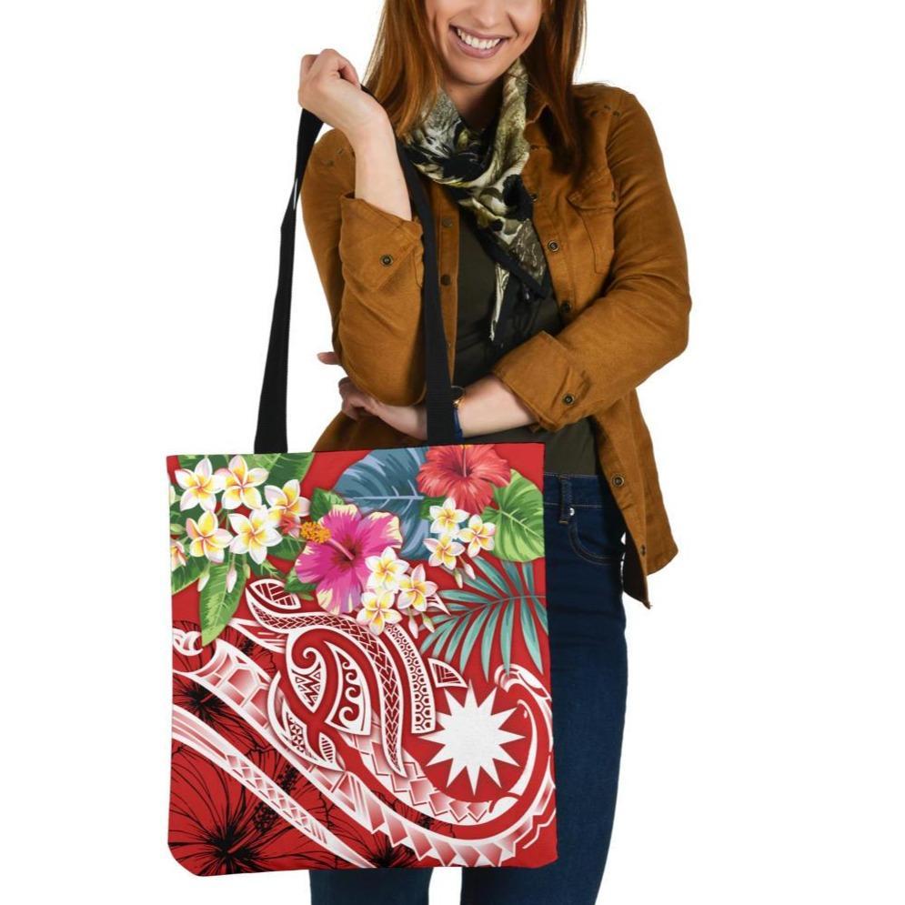 Wallis and Futuna Polynesian Tote Bags - Summer Plumeria (Red) Tote Bag One Size Red - Polynesian Pride