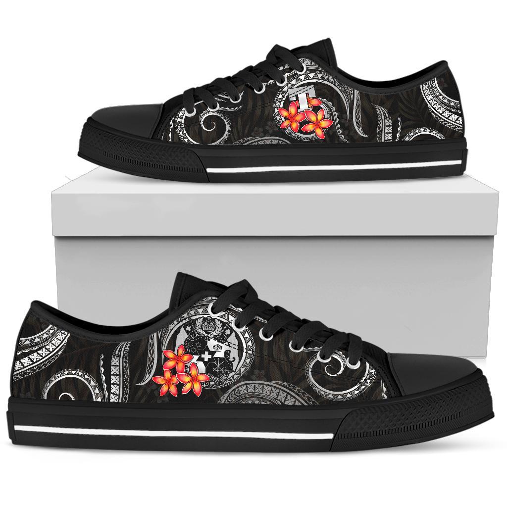 Tonga Polynesian Low Top Shoes - White Plumeria - Polynesian Pride