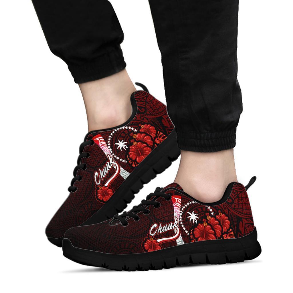 Chuuk Micronesia Sneakers - Coat Of Arm With Hibiscus - Polynesian Pride