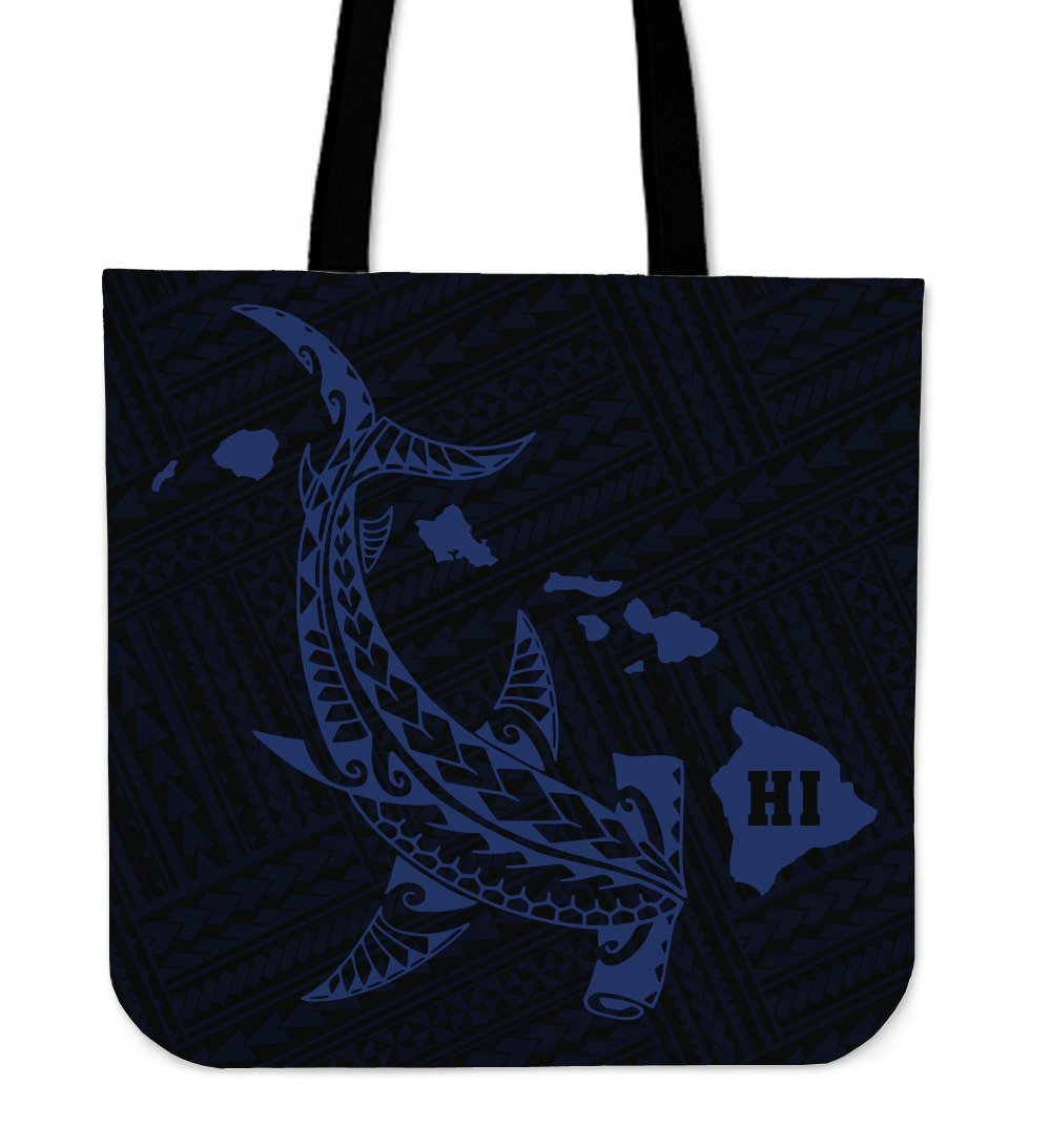 Hawaii Shark Blue Polynesian Tote Bag Tote Bag One Size Blue - Polynesian Pride