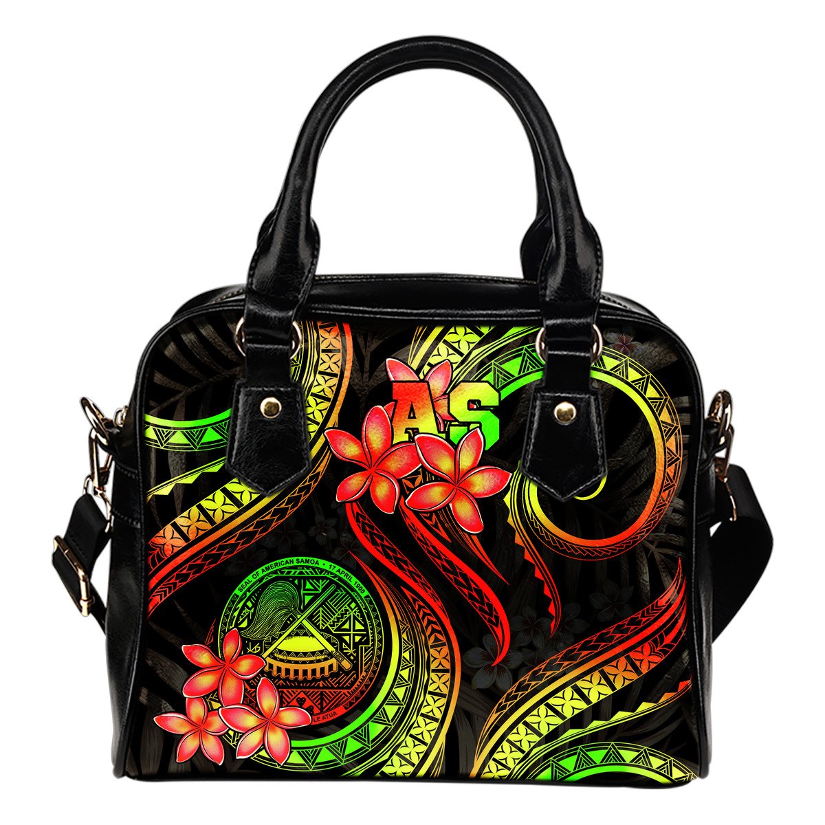 American Samoa Polynesian Shoulder Handbag - Reggae Plumeria One Size REGGAE - Polynesian Pride