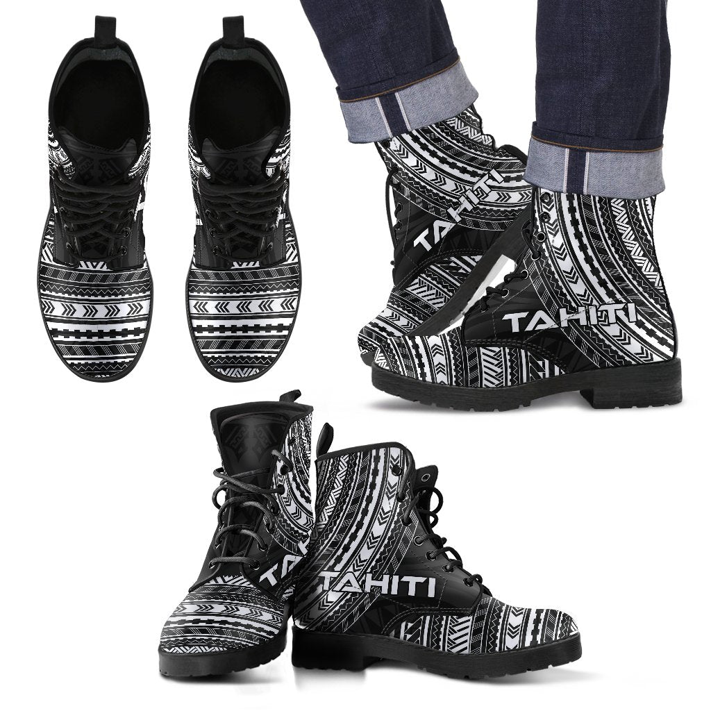 tahiti Leather Boots - Polynesian Black Chief Version Black - Polynesian Pride