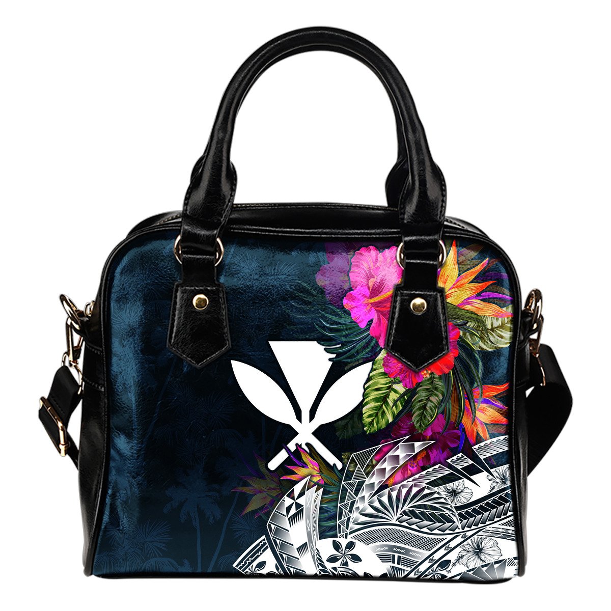 Hawaii Shoulder Handbag - Polynesian Hibiscus with Summer Vibes One Size Blue - Polynesian Pride