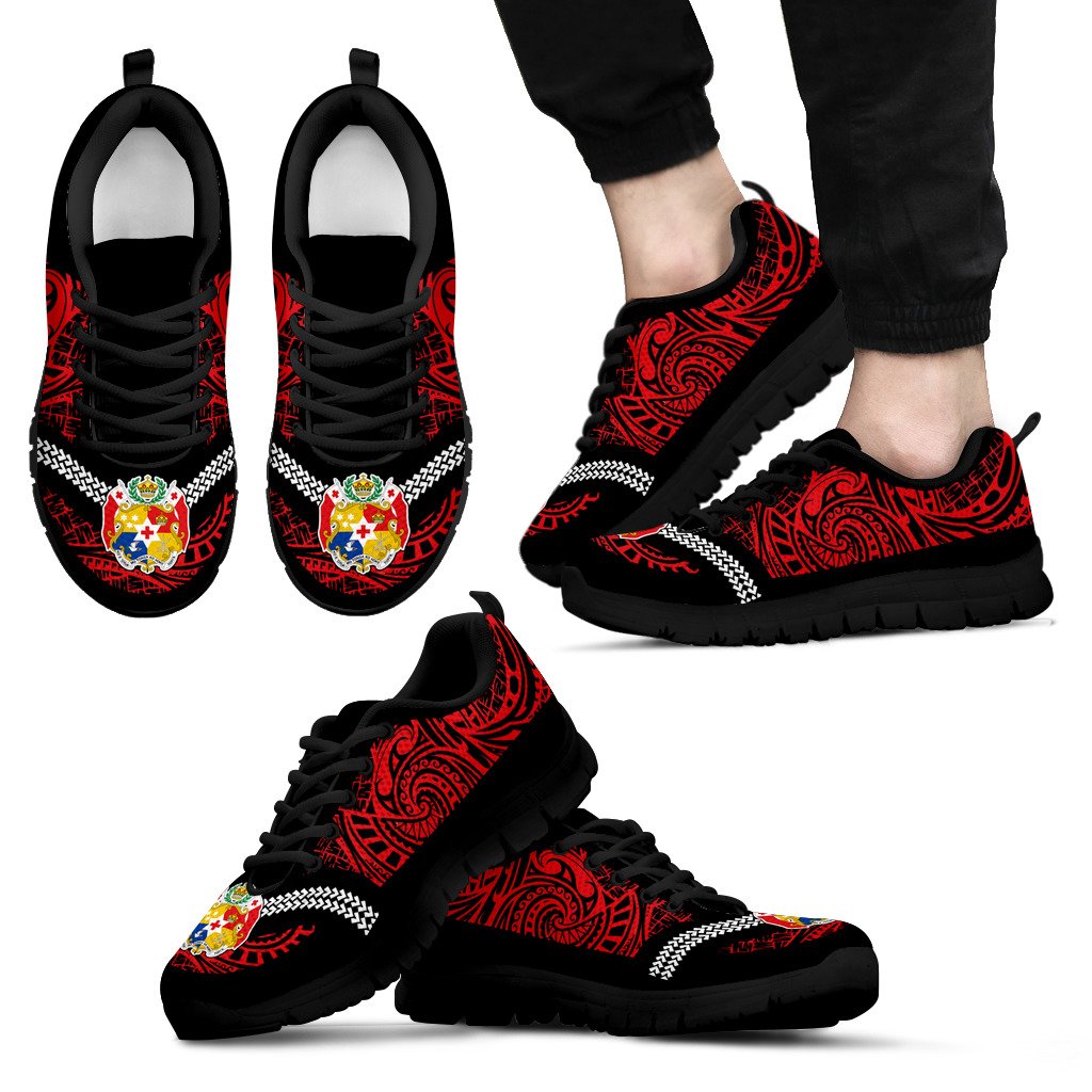 Tonga Sneakers - Tonga Coat Of Arms Polynesian Tattoo Unisex Black - Polynesian Pride