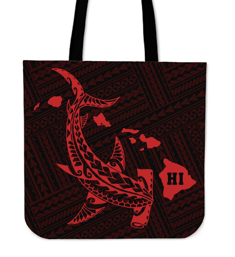 Hawaii Shark Red Polynesian Tote Bag Tote Bag One Size Red - Polynesian Pride