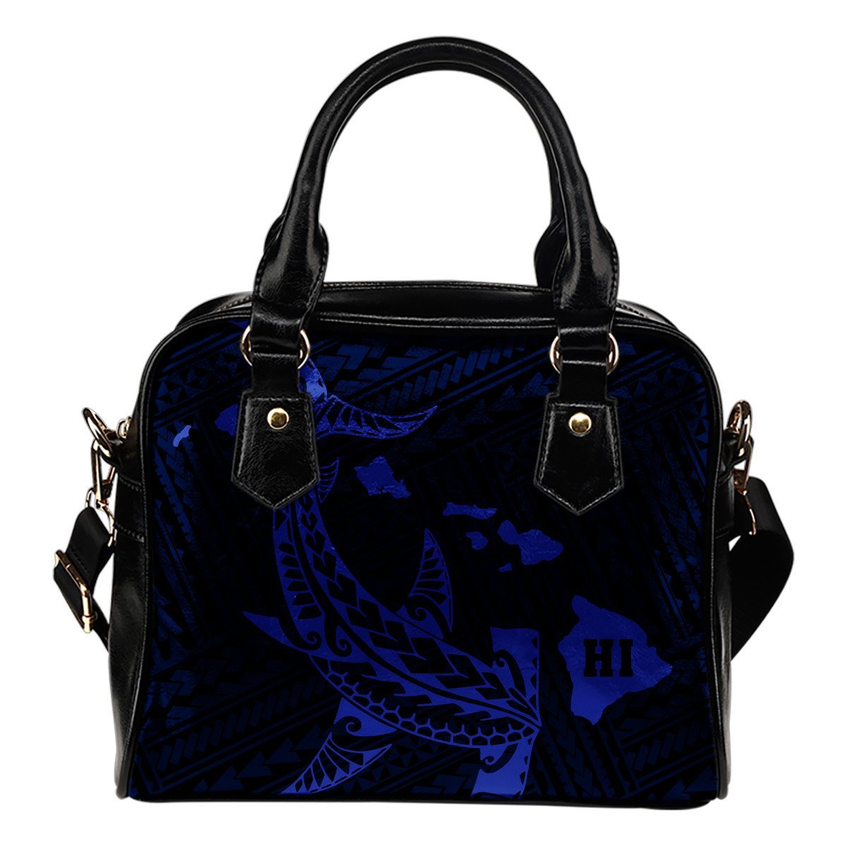 Hawaii Shark Blue Polynesian Shoulder Handbag One Size Blue - Polynesian Pride