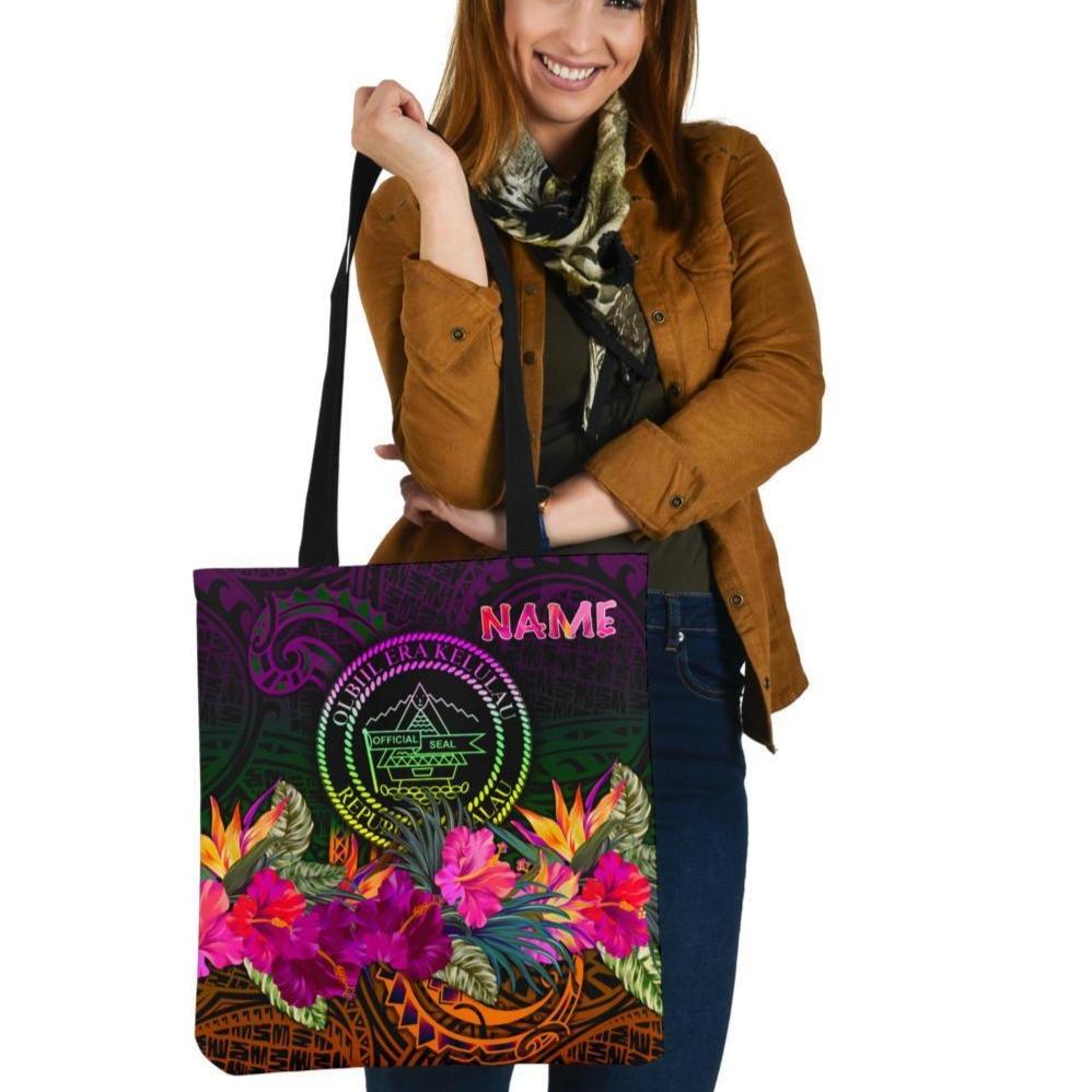 Palau Personalised Tote Bags - Summer Hibiscus Tote Bag One Size Reggae - Polynesian Pride