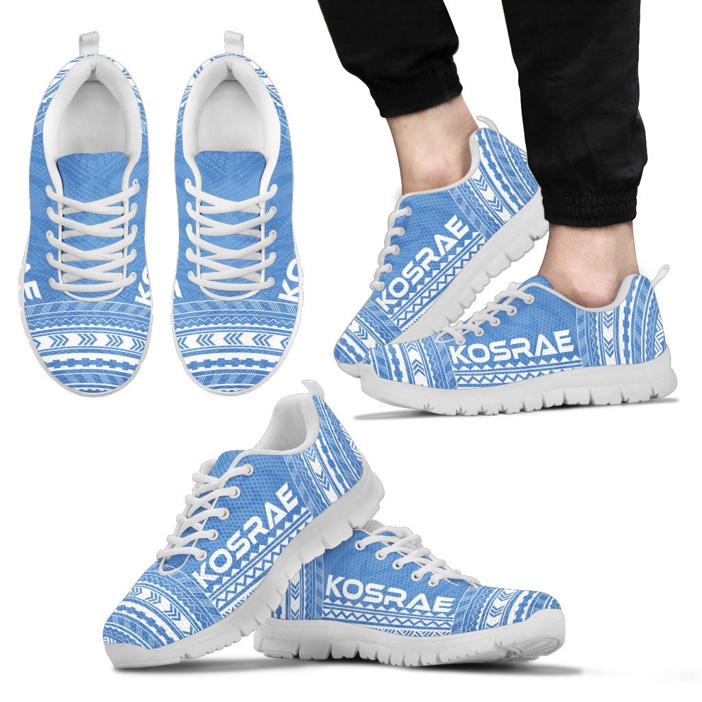 Kosrae Sneakers - Kosrae Polynesian Chief Tattoo Light Blue Version Unisex White - Polynesian Pride