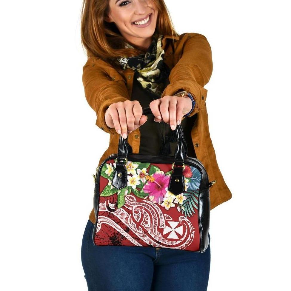 Wallis and Futuna Polynesian Shoulder Handbag - Summer Plumeria (Red) One Size Red - Polynesian Pride