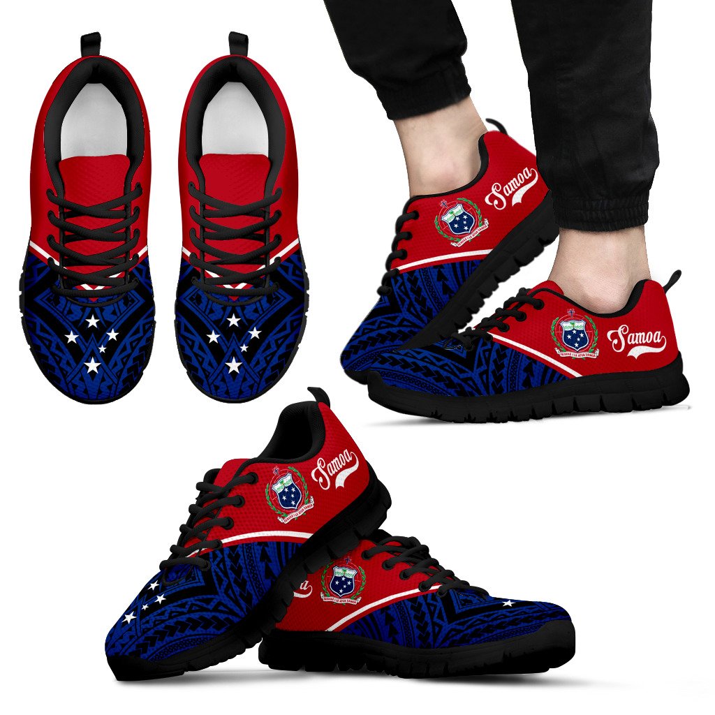 Samoa Sneakers - Samoa Coat Of Arms Polynesian Tattoo 3rd Ver Unisex Black - Polynesian Pride