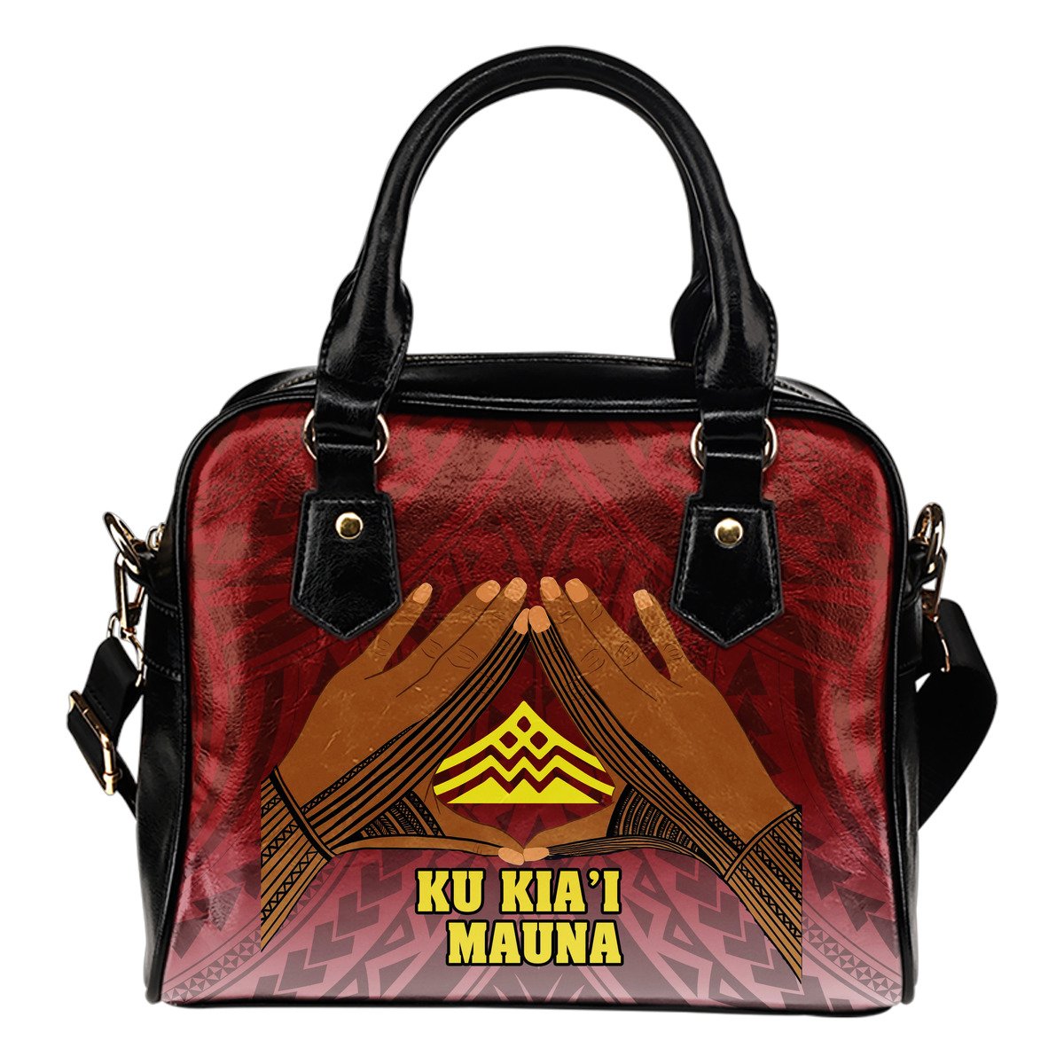 Hawaii Mauna Kea Shoulder Handbag - Hand Sign Symbol One Size Red - Polynesian Pride