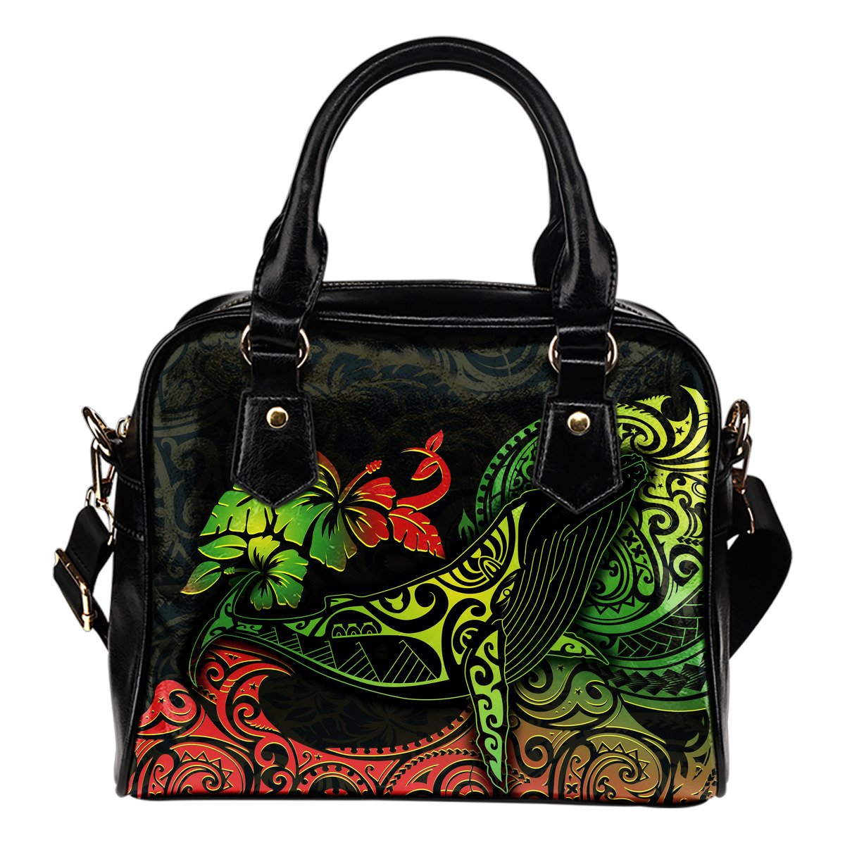 Hawaii Shoulder Handbags - Polynesian Humpback Whale One Size BLACK - Polynesian Pride