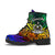 Vanuatu Leather Boots - Rainbow Polynesian Pattern - Polynesian Pride