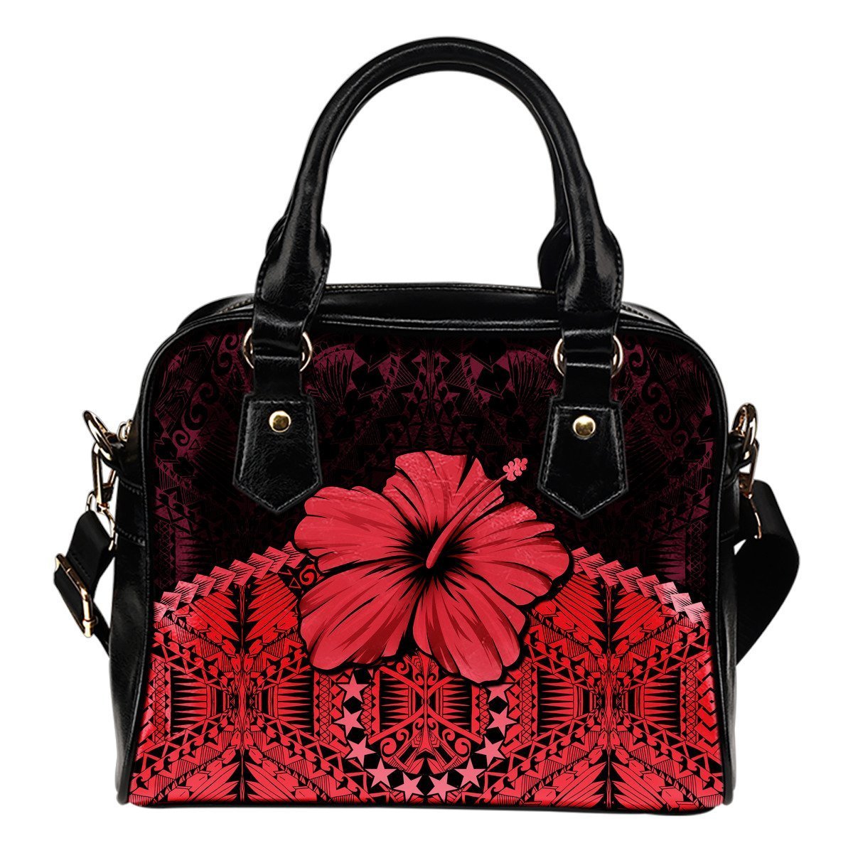 Cook Islands Shoulder Handbag - Hibiscus (Red) One Size Red - Polynesian Pride