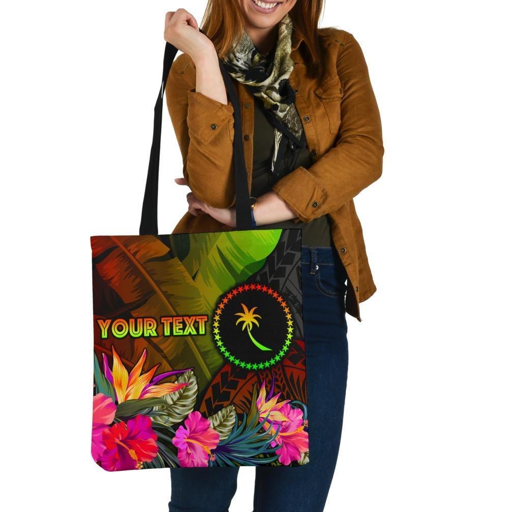 Chuuk Polynesian Personalised Tote Bags - Hibiscus and Banana Leaves Tote Bag One Size Reggae - Polynesian Pride