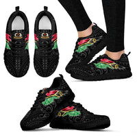 Vanuatu Sneakers - Vanuatu Coat Of Arms & Flag Wing - A8 Unisex Black - Polynesian Pride