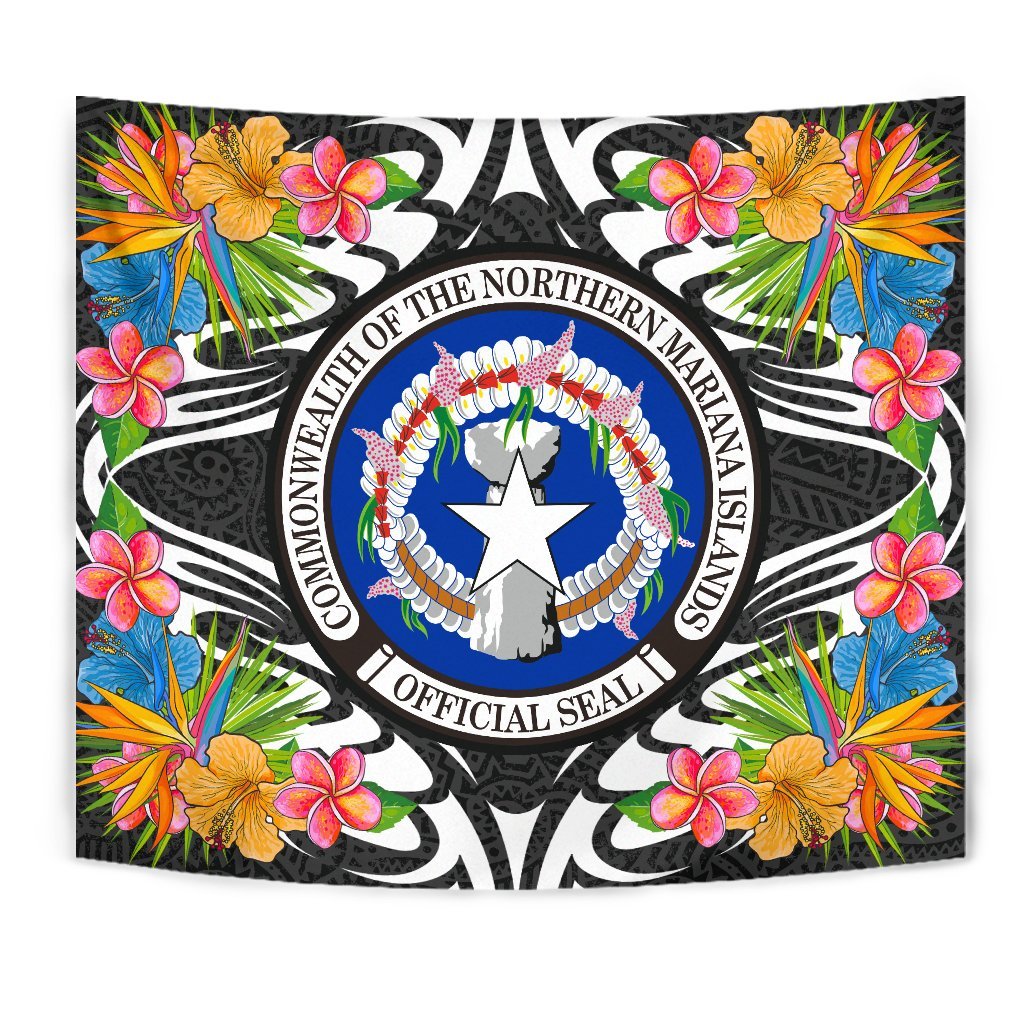 Northern Mariana Islands Tapestrys - Tropical Flowers Style - Polynesian Pride