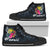 Hawaii Polynesian High Top Shoes - Tropical Flower Unisex Black - Polynesian Pride