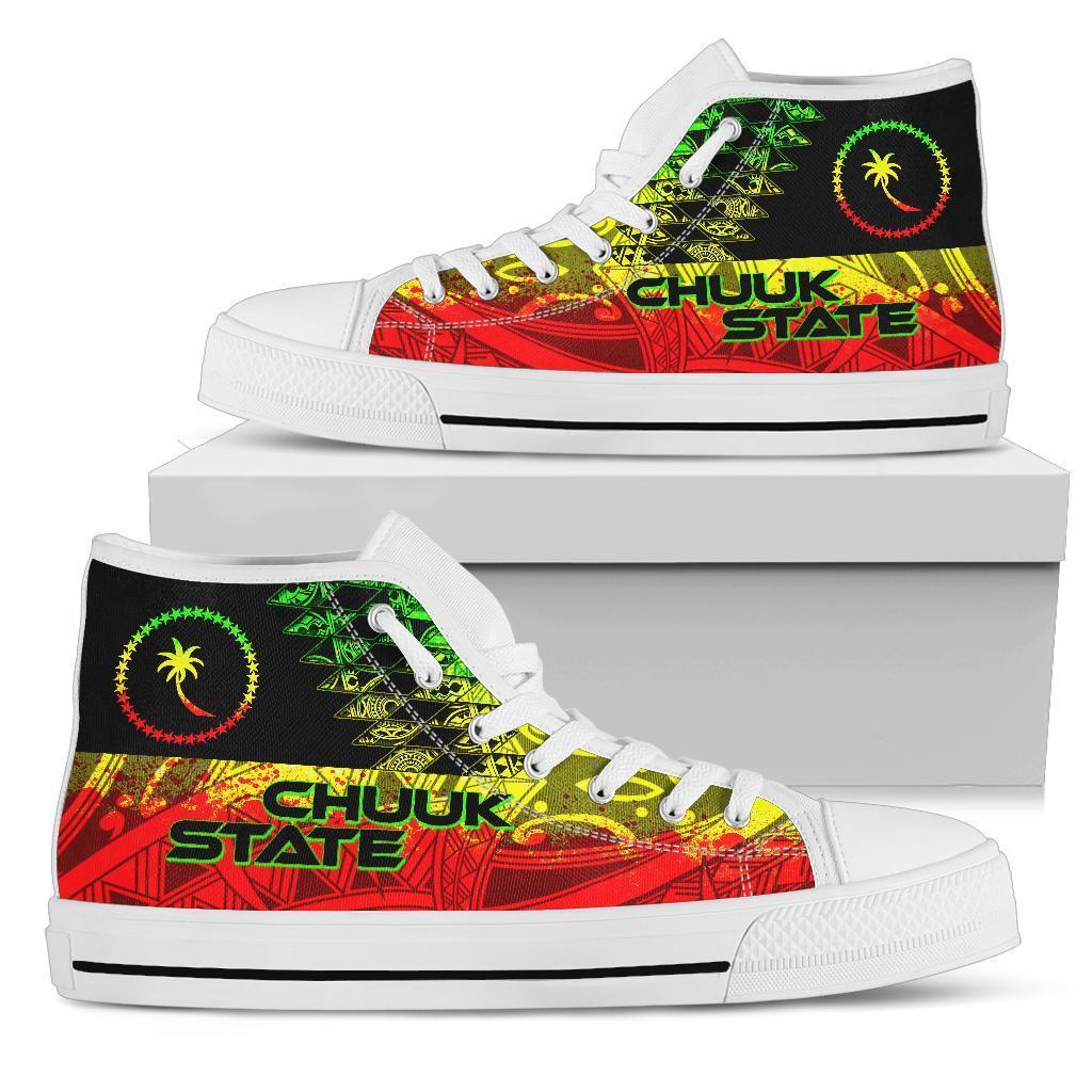 Chuuk State High Top Shoes - Reggage Color Symmetry Style Unisex Black - Polynesian Pride