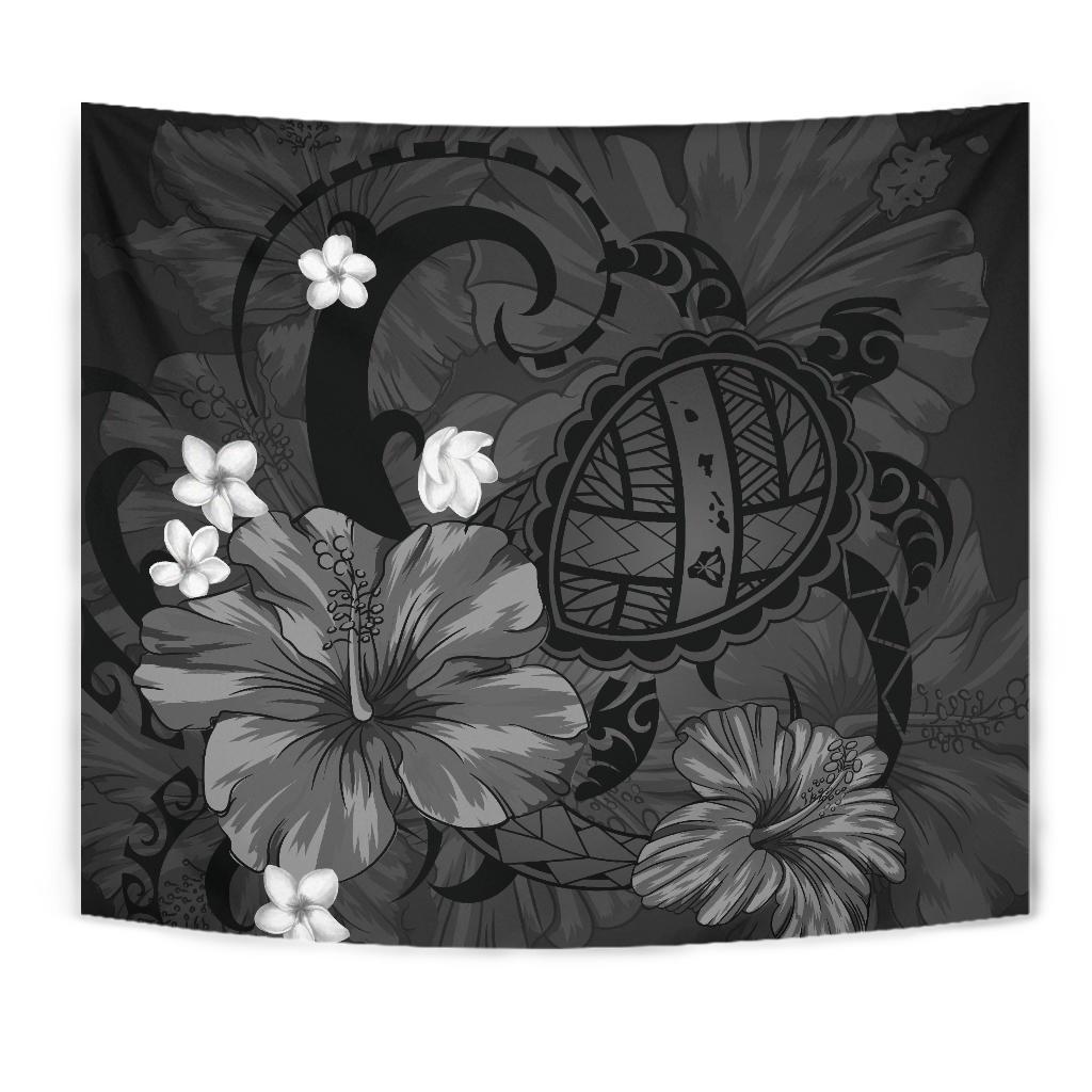 Hawaii Turtle Poly Tribal Gray Tapestry - Polynesian Pride