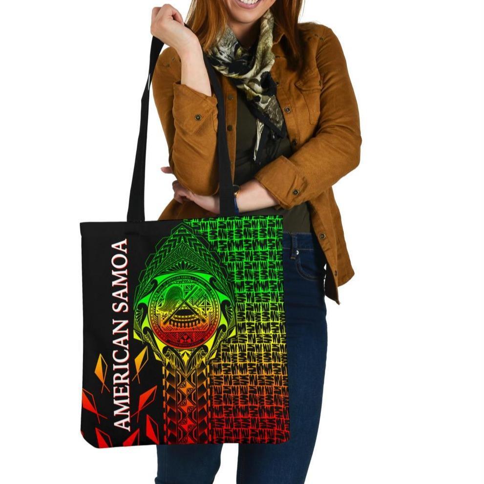 American Samoa Tote Bags - AS Seal Rocket Style (Reggae) Tote Bag One Size Reggae - Polynesian Pride