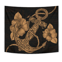 Anchor Gold Poly Tribal Tapestry Wall Tapestry Gold - Polynesian Pride