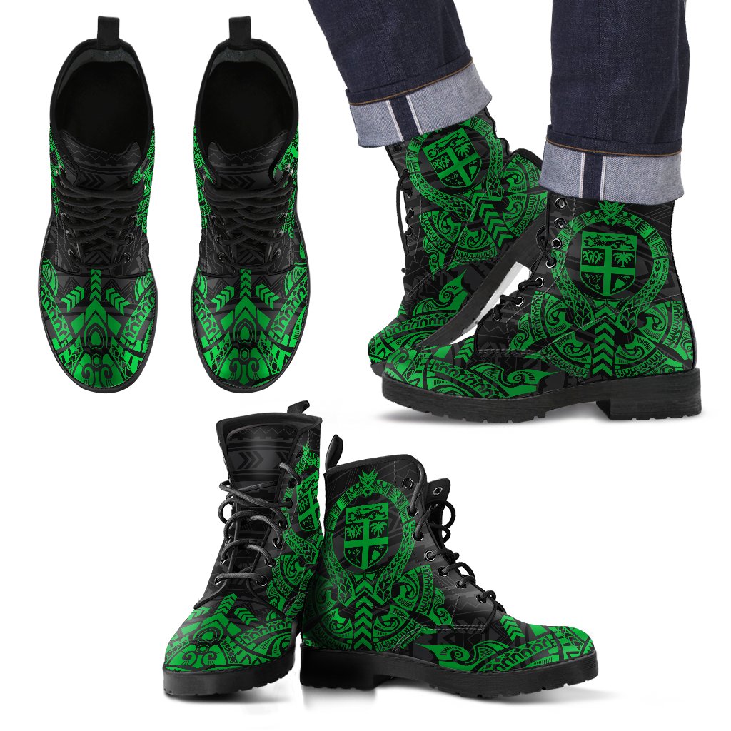 Fiji Leather Boots - Tribal Green Green - Polynesian Pride