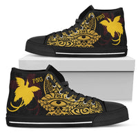 Papua New Guinea High Top Shoes - Erudite Eye Unisex Black - Polynesian Pride