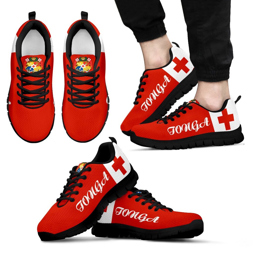 Tonga Sneakers - Tonga Flag And Coat Of Arm - NN6 Unisex Black - Polynesian Pride