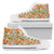 Hawaiian Shoes - Tropical Flowers Hibiscus Pink Yellow High Top Shoes Mens High Top White - Polynesian Pride