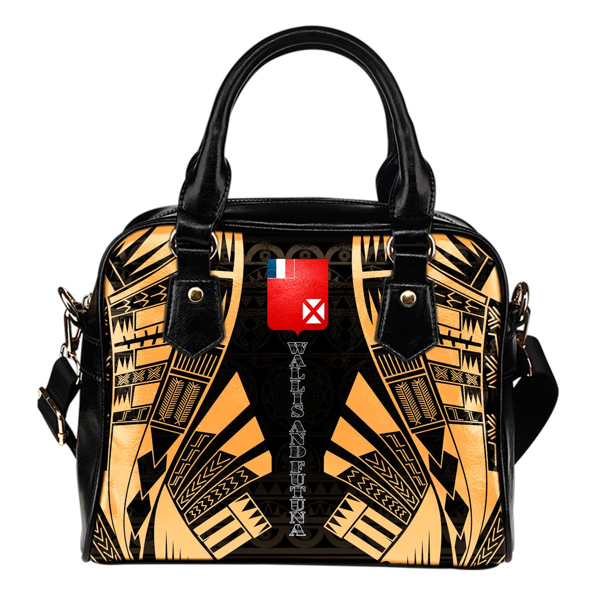 Wallis And Futuna Shoulder Handbag - Polynesian Tattoo Gold One Size Gold - Polynesian Pride