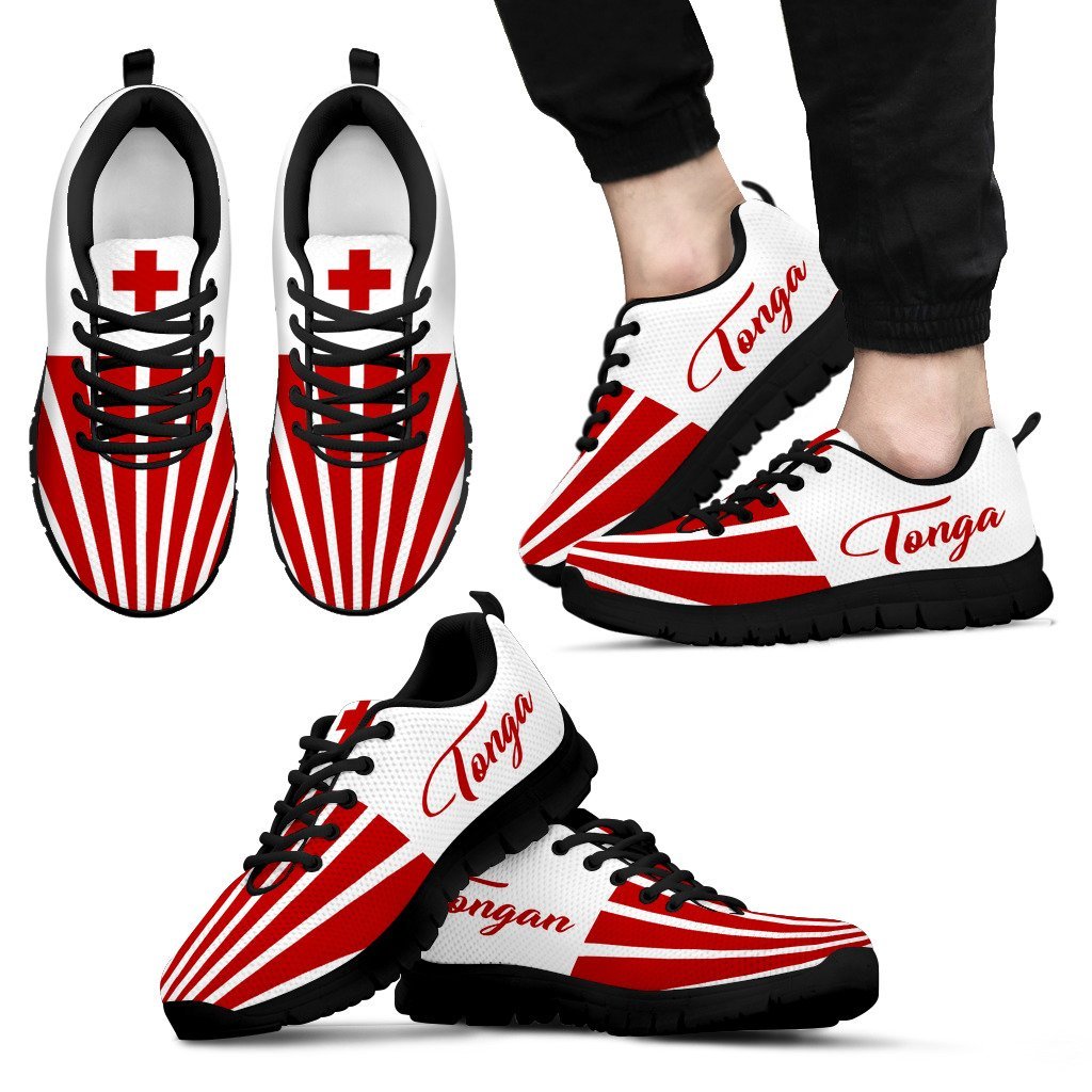 Tonga Sneakers - Tonga Flag - K5 Unisex Black - Polynesian Pride