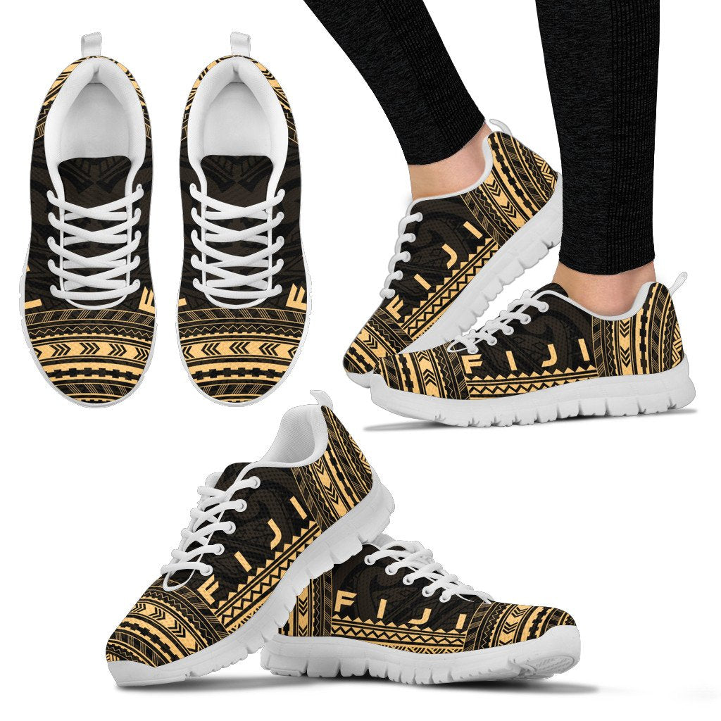 Fiji Sneakers - Fiji Polynesian Chief Tattoo Gold Version - Polynesian Pride