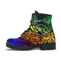 Chuuk Custom Personalised Leather Boots - Rainbow Polynesian Pattern - Polynesian Pride