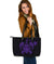 Hawaii Kakau Polynesian Turtle Map Large Leather Tote - Purple - Polynesian Pride