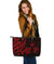 Guam Polynesian Large Leather Tote Bag - Red Tentacle Turtle Red - Polynesian Pride