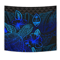 Guam Tapestry - Turtle Hibiscus Pattern Blue - Polynesian Pride