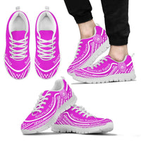 American Samoa Wave Sneakers White Pink Color Men's Sneakers - White - American Samoa White - Polynesian Pride
