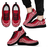 American Samoa Wave Sneakers White Red Color Men's Sneakers - Black - American Samoa Black - Polynesian Pride