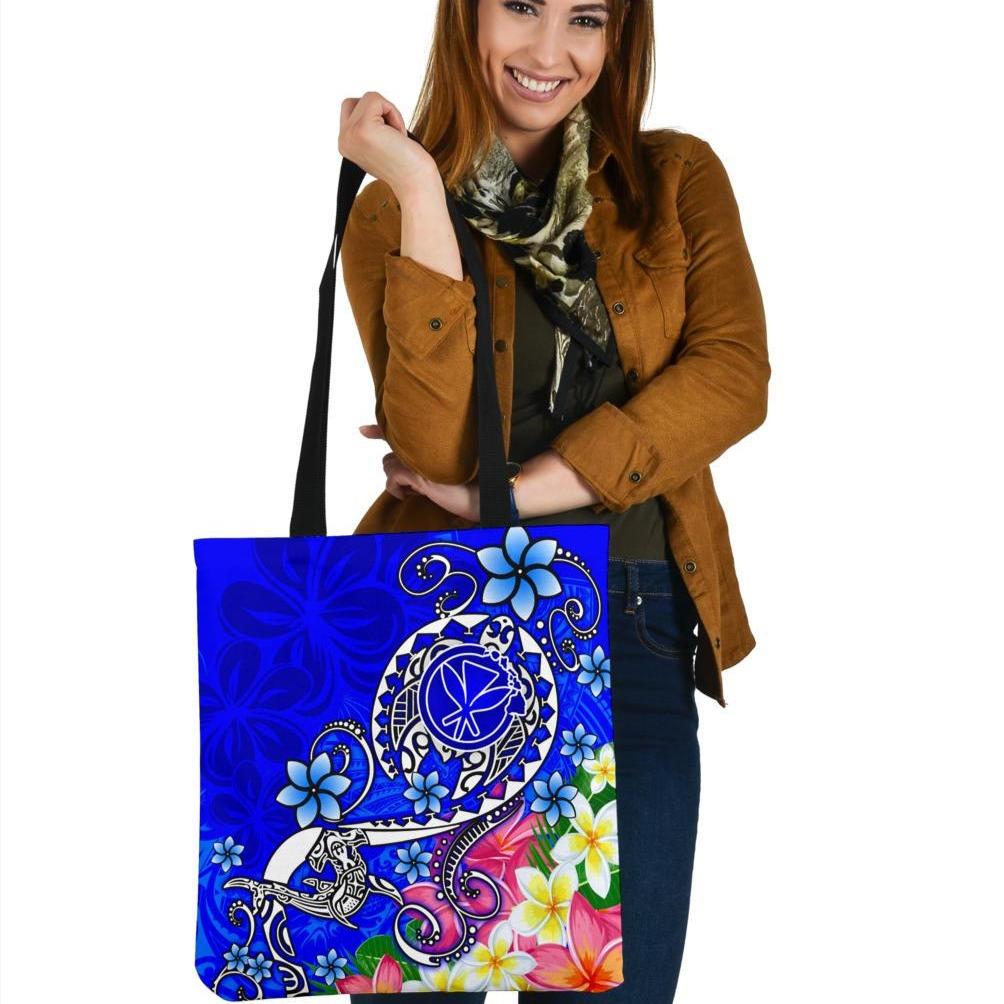 Hawaii Polynesian Tote Bags - Turtle Plumeria (Blue) Tote Bag One Size Blue - Polynesian Pride