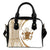 Cook Islands Coat Of Arms Polynesian Shoulder Handbag - Circle Style - 03 One Size White And Gold - Polynesian Pride
