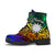 Nauru Leather Boots - Rainbow Polynesian Pattern - Polynesian Pride